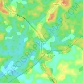 Mappa topografica Awaé, altitudine, rilievo