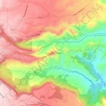 Mappa topografica Civita di Bagnoregio, altitudine, rilievo