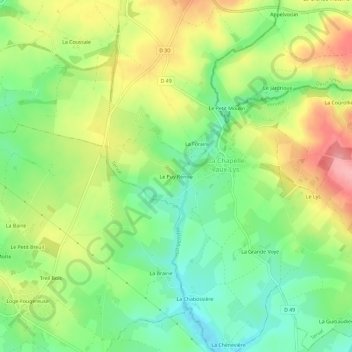 Mappa topografica Le Puy Renou, altitudine, rilievo