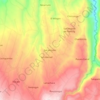 Mappa topografica San Antonio, altitudine, rilievo