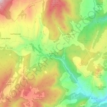 Mappa topografica la Rectoria, altitudine, rilievo