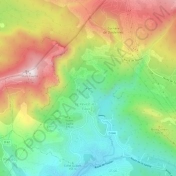 Mappa topografica Le Jas, altitudine, rilievo