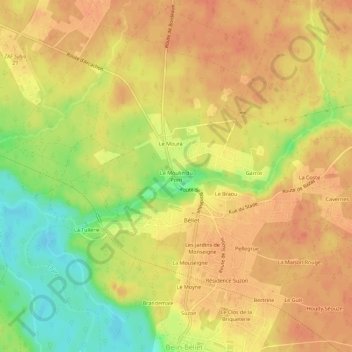 Mappa topografica Le Moulin du Pont, altitudine, rilievo