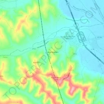 Mappa topografica Podere Begnami, altitudine, rilievo