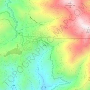 Mappa topografica Teliseri, altitudine, rilievo