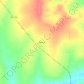 Mappa topografica Caracol, altitudine, rilievo