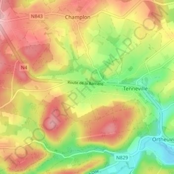 Mappa topografica Ramont, altitudine, rilievo
