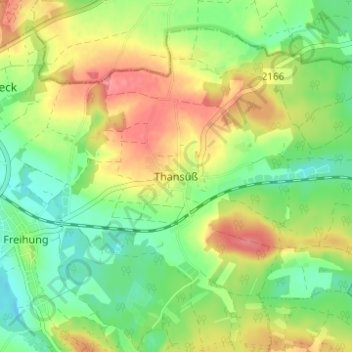 Mappa topografica Thansüß, altitudine, rilievo