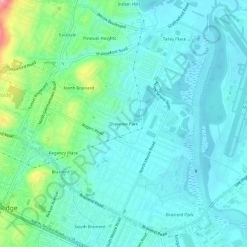 Mappa topografica Shawnee Park, altitudine, rilievo
