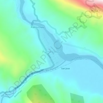 Mappa topografica Puerto Ocopa, altitudine, rilievo