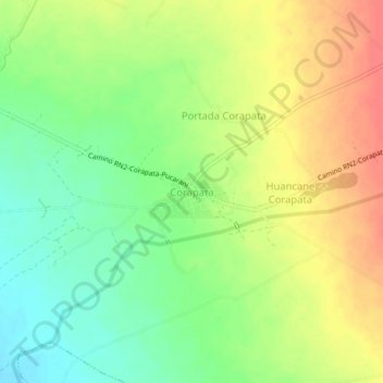 Mappa topografica Corapata, altitudine, rilievo