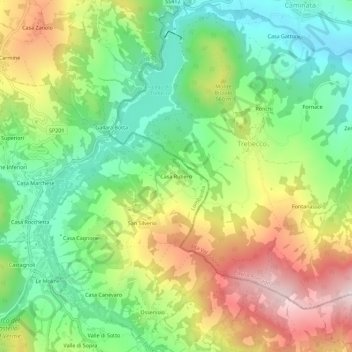 Mappa topografica Casa Rubero, altitudine, rilievo