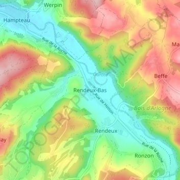 Mappa topografica Rendeux-Bas, altitudine, rilievo
