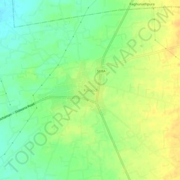 Mappa topografica Khood, altitudine, rilievo
