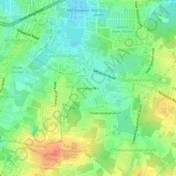 Mappa topografica Junnasandra, altitudine, rilievo