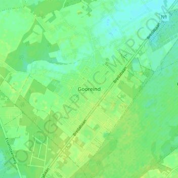 Mappa topografica Gooreind, altitudine, rilievo