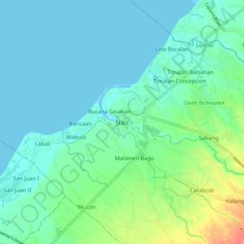 Mappa topografica Naic, altitudine, rilievo