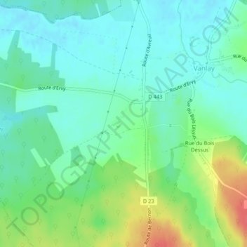 Mappa topografica Le Renchon, altitudine, rilievo