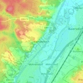Mappa topografica Kleinseebach, altitudine, rilievo