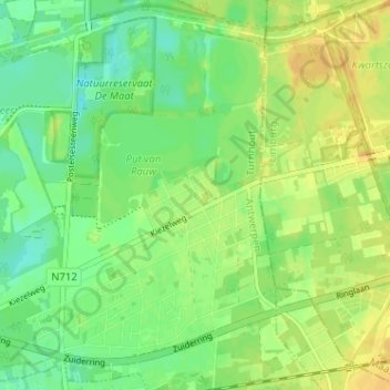 Mappa topografica Rauw, altitudine, rilievo