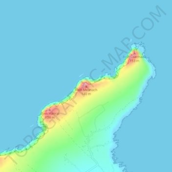 Mappa topografica Binn Meanach, altitudine, rilievo