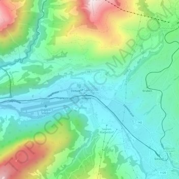 Mappa topografica Gessenay, altitudine, rilievo