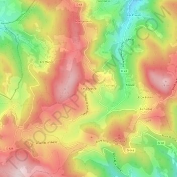 Mappa topografica Les Chapuis, altitudine, rilievo