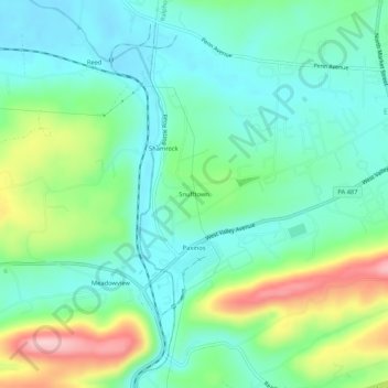 Mappa topografica Snufftown, altitudine, rilievo