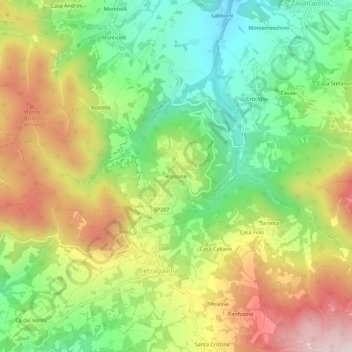 Mappa topografica Rossone, altitudine, rilievo
