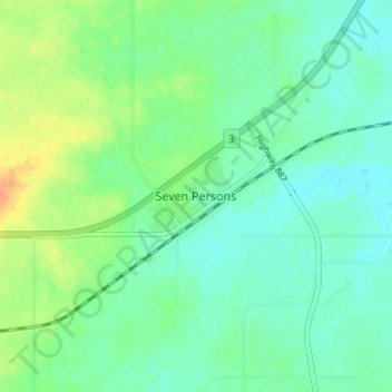 Mappa topografica Seven Persons, altitudine, rilievo