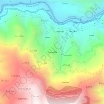 Mappa topografica Shamathla, altitudine, rilievo