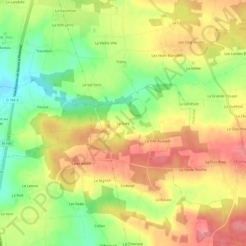 Mappa topografica La Grée, altitudine, rilievo