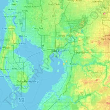 Mappa topografica Davis Islands, altitudine, rilievo