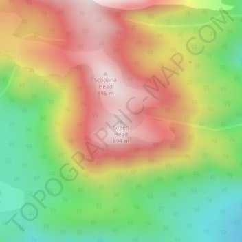 Mappa topografica Green Head, altitudine, rilievo