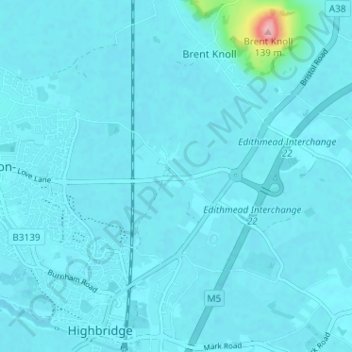 Mappa topografica Edithmead, altitudine, rilievo