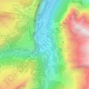 Mappa topografica Stechelberg, altitudine, rilievo