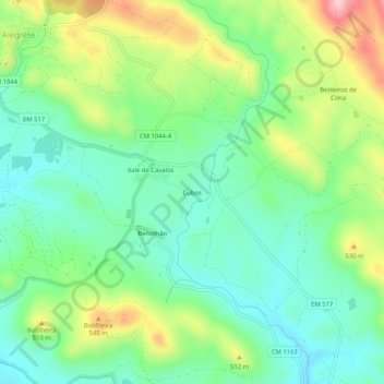 Mappa topografica Cubos, altitudine, rilievo