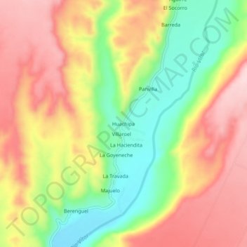 Mappa topografica Huachipa, altitudine, rilievo