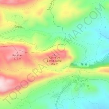 Mappa topografica Cerro de Santa Isabel, altitudine, rilievo