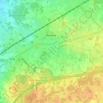 Mappa topografica Populierenwijk, altitudine, rilievo