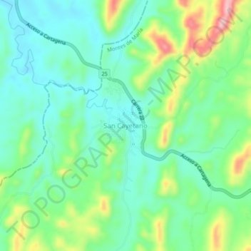 Mappa topografica San Cayetano, altitudine, rilievo