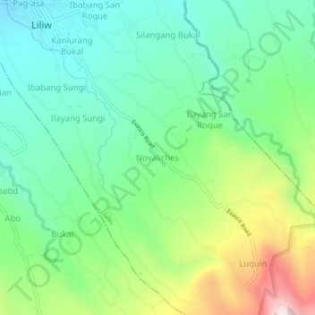 Mappa topografica Novaliches, altitudine, rilievo