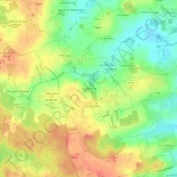 Mappa topografica La Fontaine, altitudine, rilievo