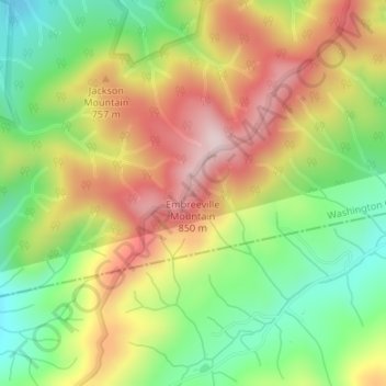 Mappa topografica Embreeville Mountain, altitudine, rilievo