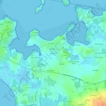 Mappa topografica Kerguillo, altitudine, rilievo