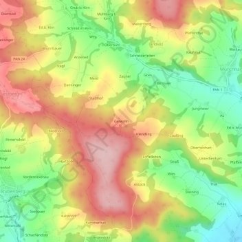 Mappa topografica Gerwalln, altitudine, rilievo