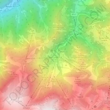Mappa topografica Artesina, altitudine, rilievo