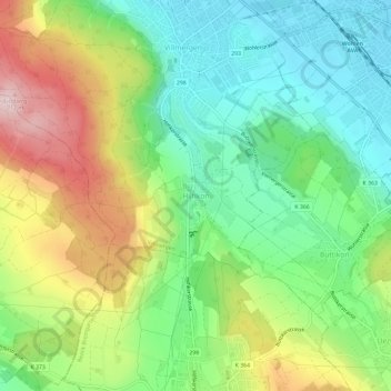 Mappa topografica Hilfikon, altitudine, rilievo