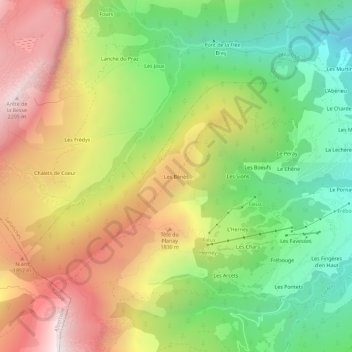 Mappa topografica Les Benets, altitudine, rilievo