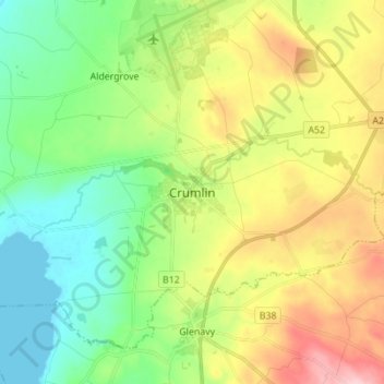 Mappa topografica Crumlin, altitudine, rilievo